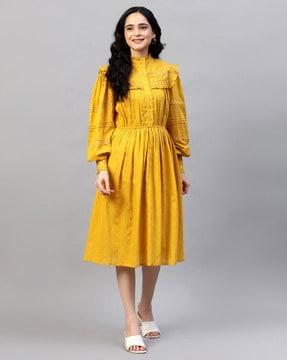 women cotton fit & flare dress
