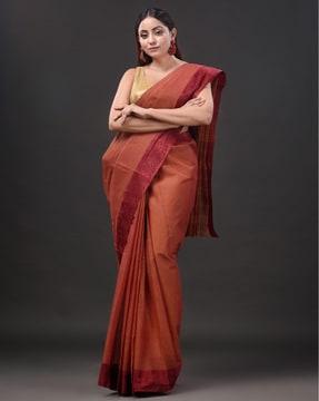 women cotton handloom saree with contrast border