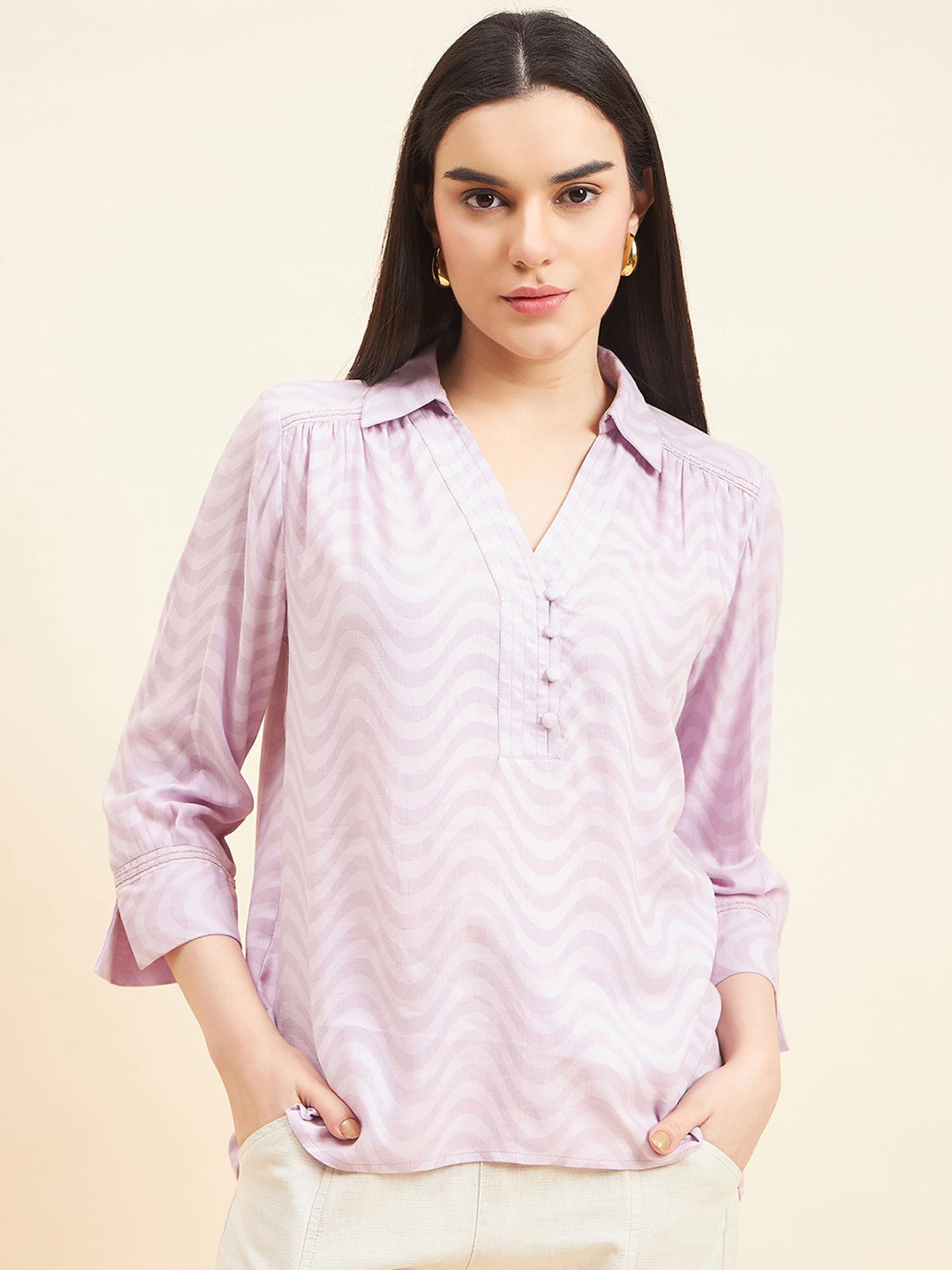 women cotton lavender top