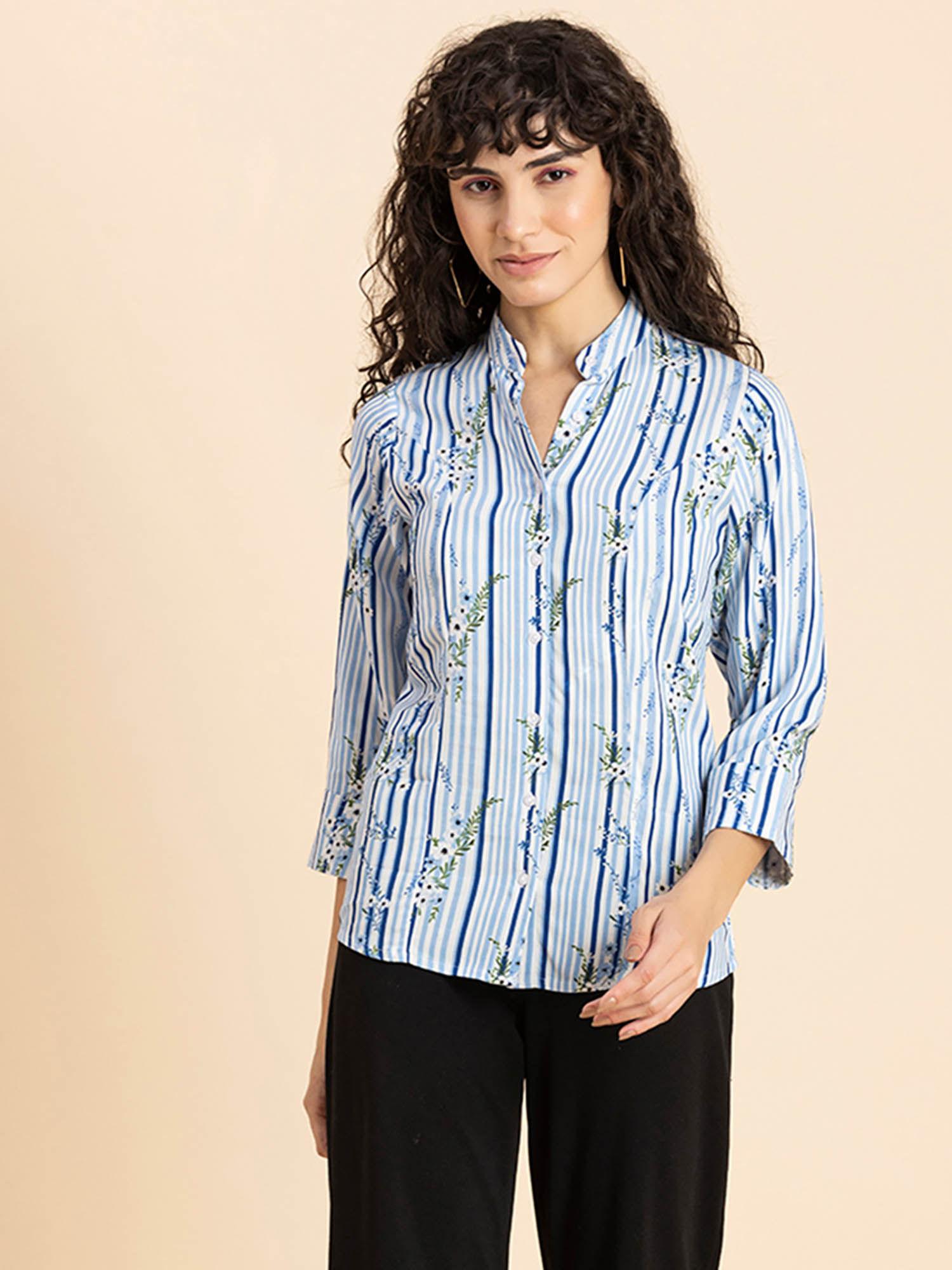 women cotton mandarin collar shirt