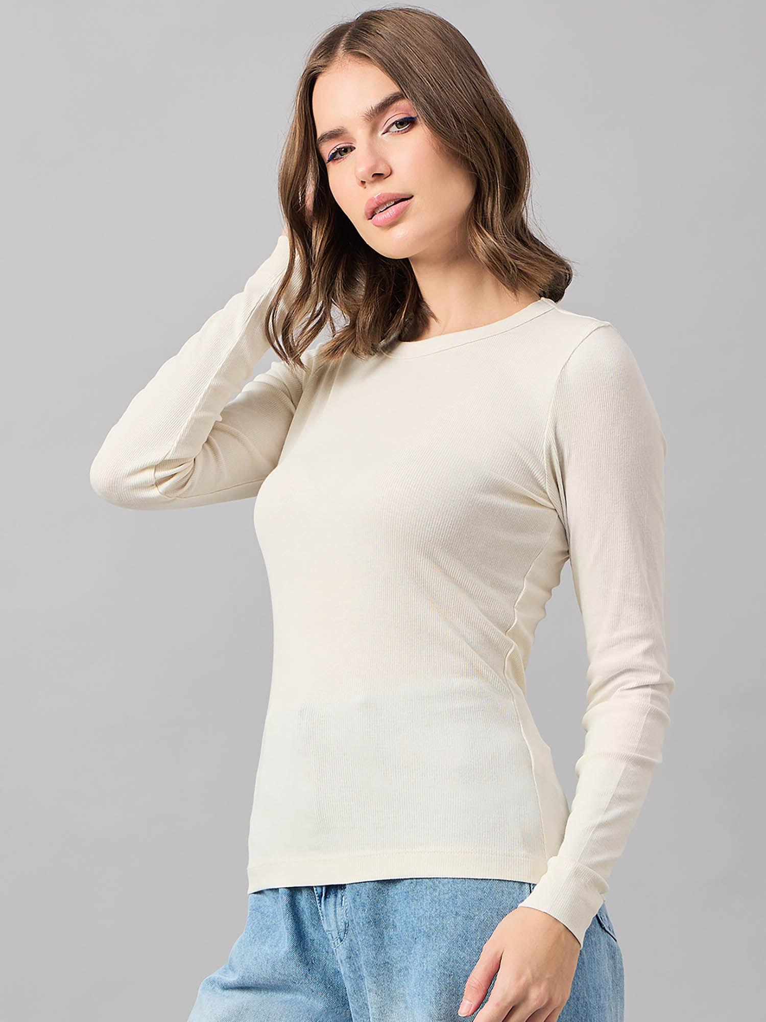 women cotton off white t-shirt