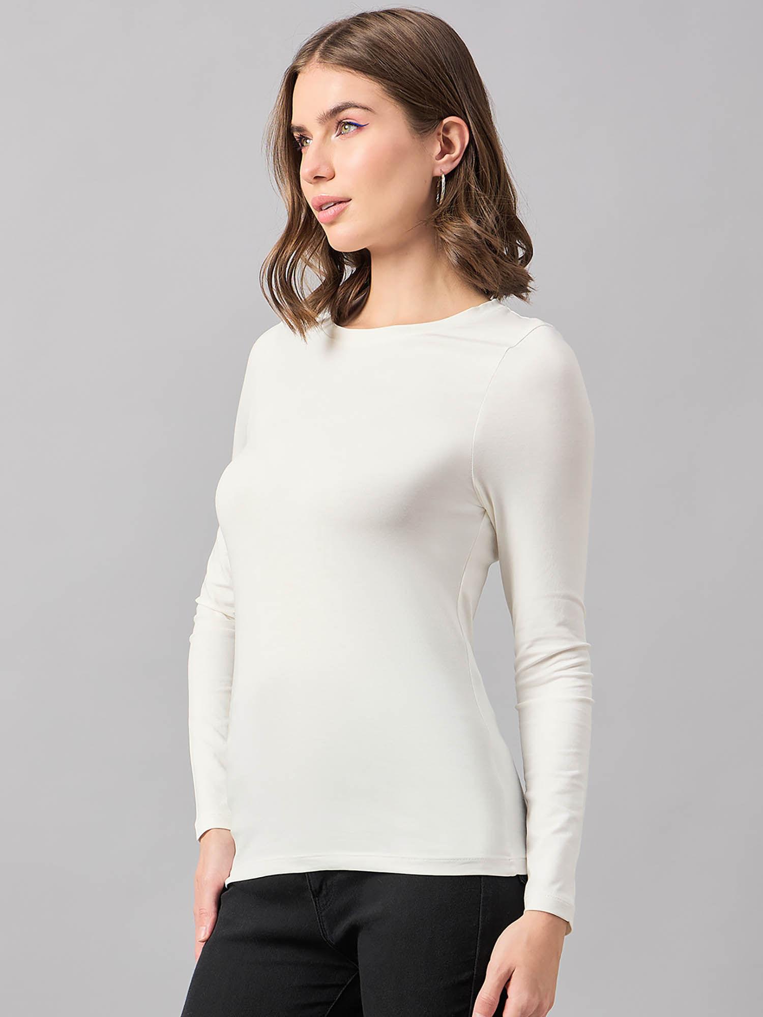 women cotton off white t-shirt