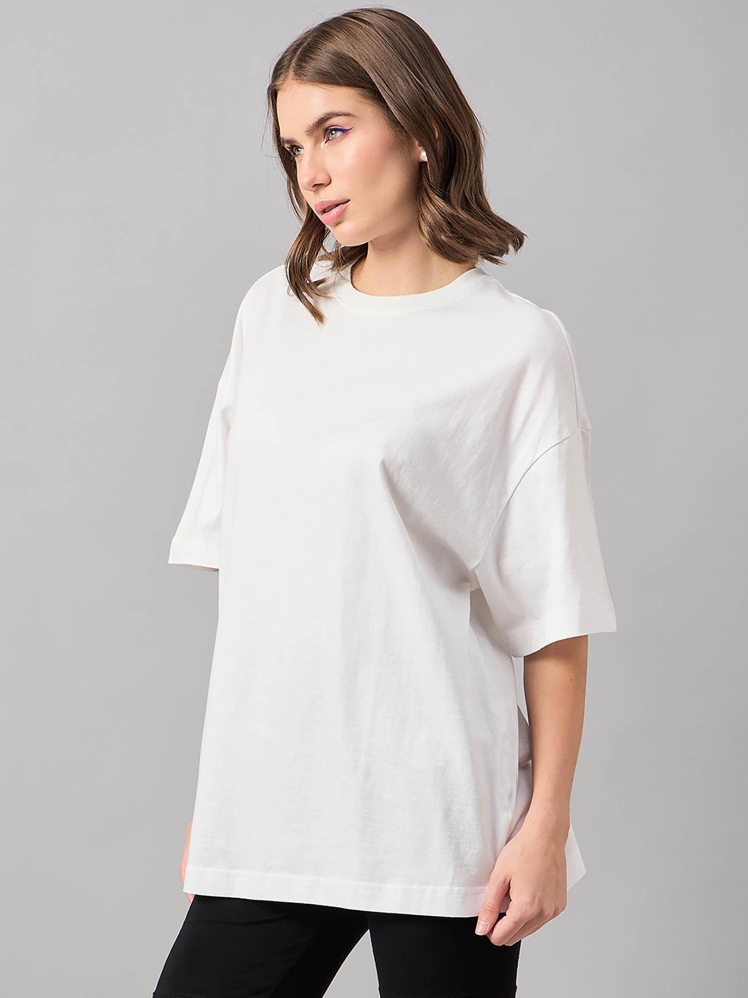 women cotton off white t-shirt