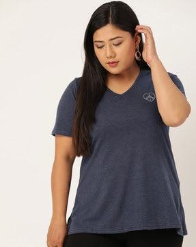 women cotton relaxed-fit v-neck t-shirt