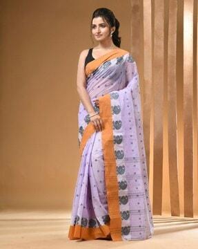 women cotton saree with contrast border