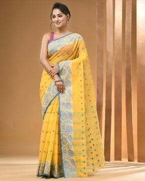 women cotton saree with contrast border