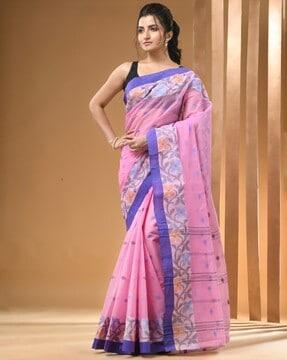 women cotton saree with contrast border