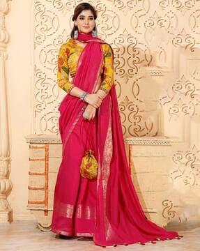 women cotton saree with contrast border