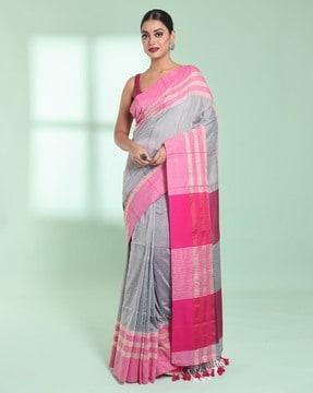 women cotton saree with contrast border