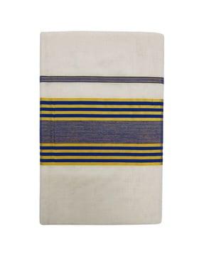 women cotton saree with contrast striped border