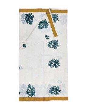 women cotton saree with peacock print border