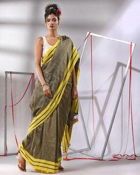 women cotton saree with striped border