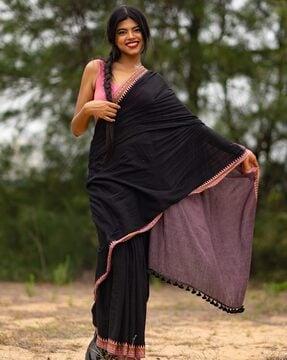 women cotton saree with tassels