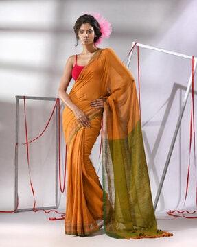 women cotton saree with tassels