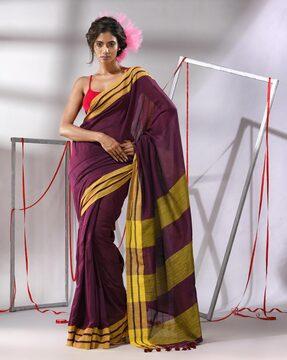 women cotton saree with tassels