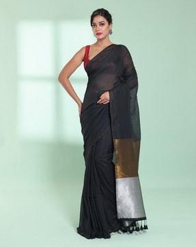 women cotton saree with tassels