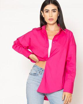 women cotton shirt with spread collar