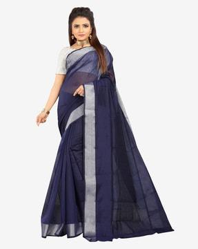 women cotton silk saree with contrast border