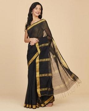 women cotton silk saree with tassels