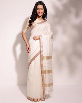 women cotton silk saree with tassels