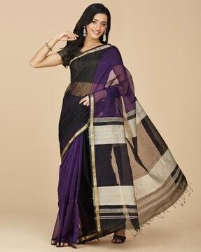 women cotton silk saree with zari border