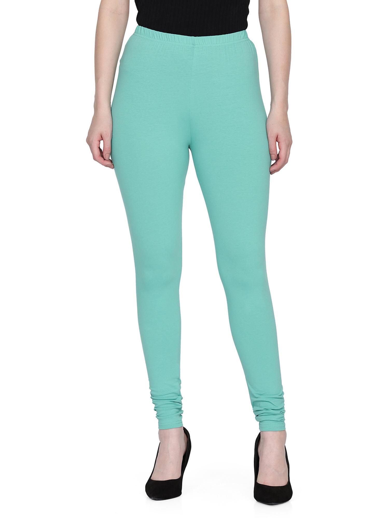 women cotton spandex churidar legging n.green