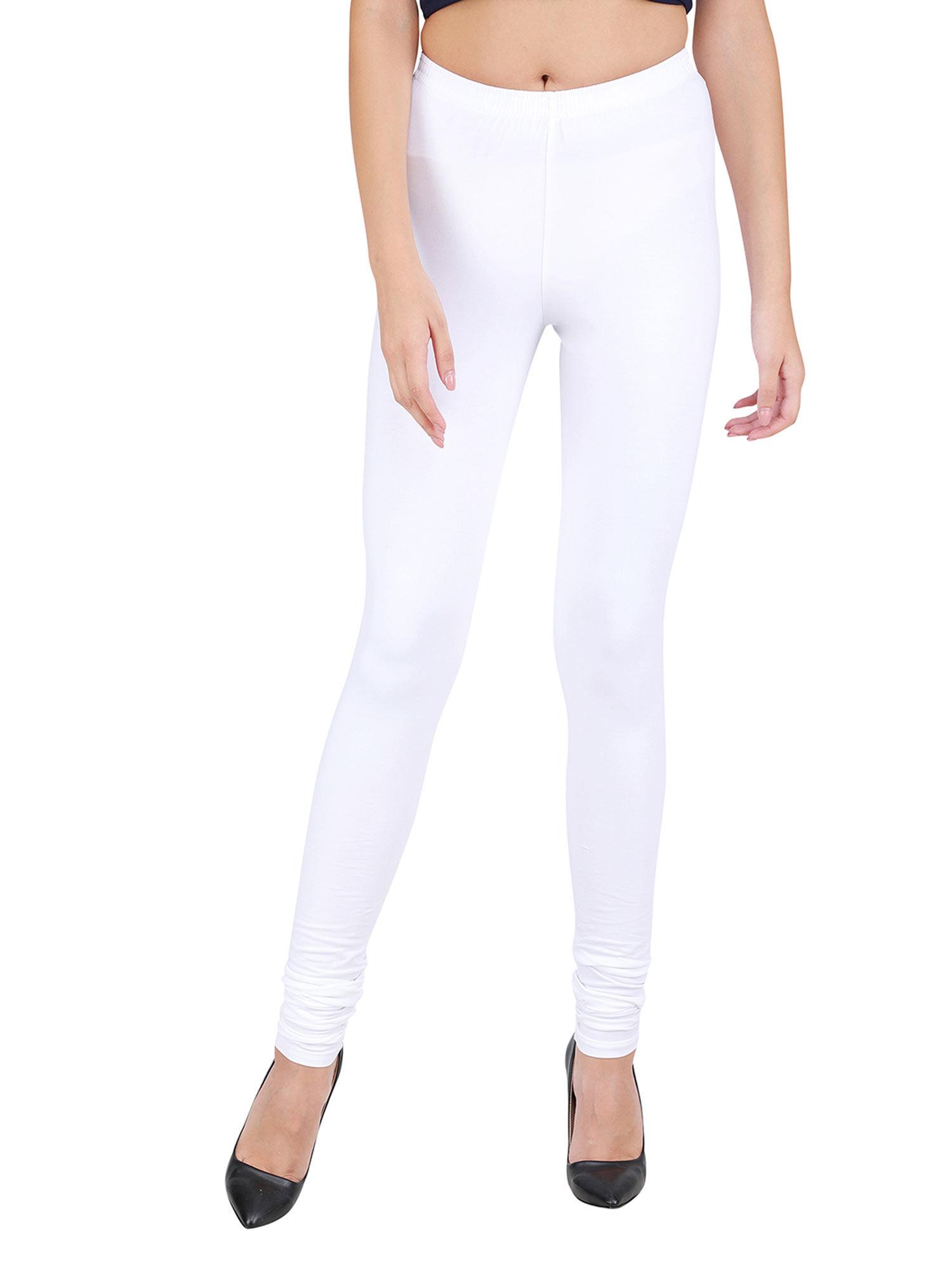 women cotton spandex churidar legging white