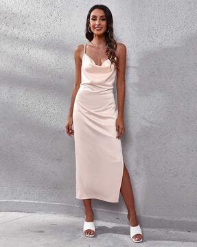 women cowl-neck sheath dress