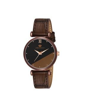 women cr-bw108-brwn analogue watch with leather strap