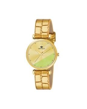 women cr-gld108-gold analogue watch with striped dial