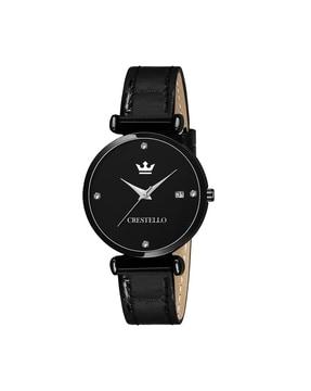 women cr-l105-black analogue watch with leather strap