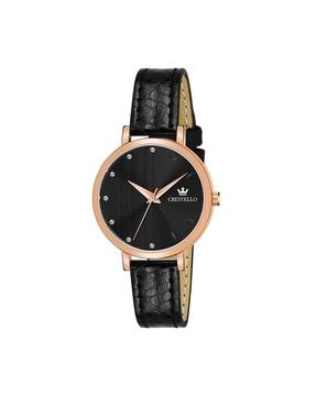 women cr-rg103-blk analogue watch with leather strap