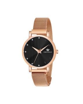 women cr-rg103blk-rgch analogue watch with contrast dial