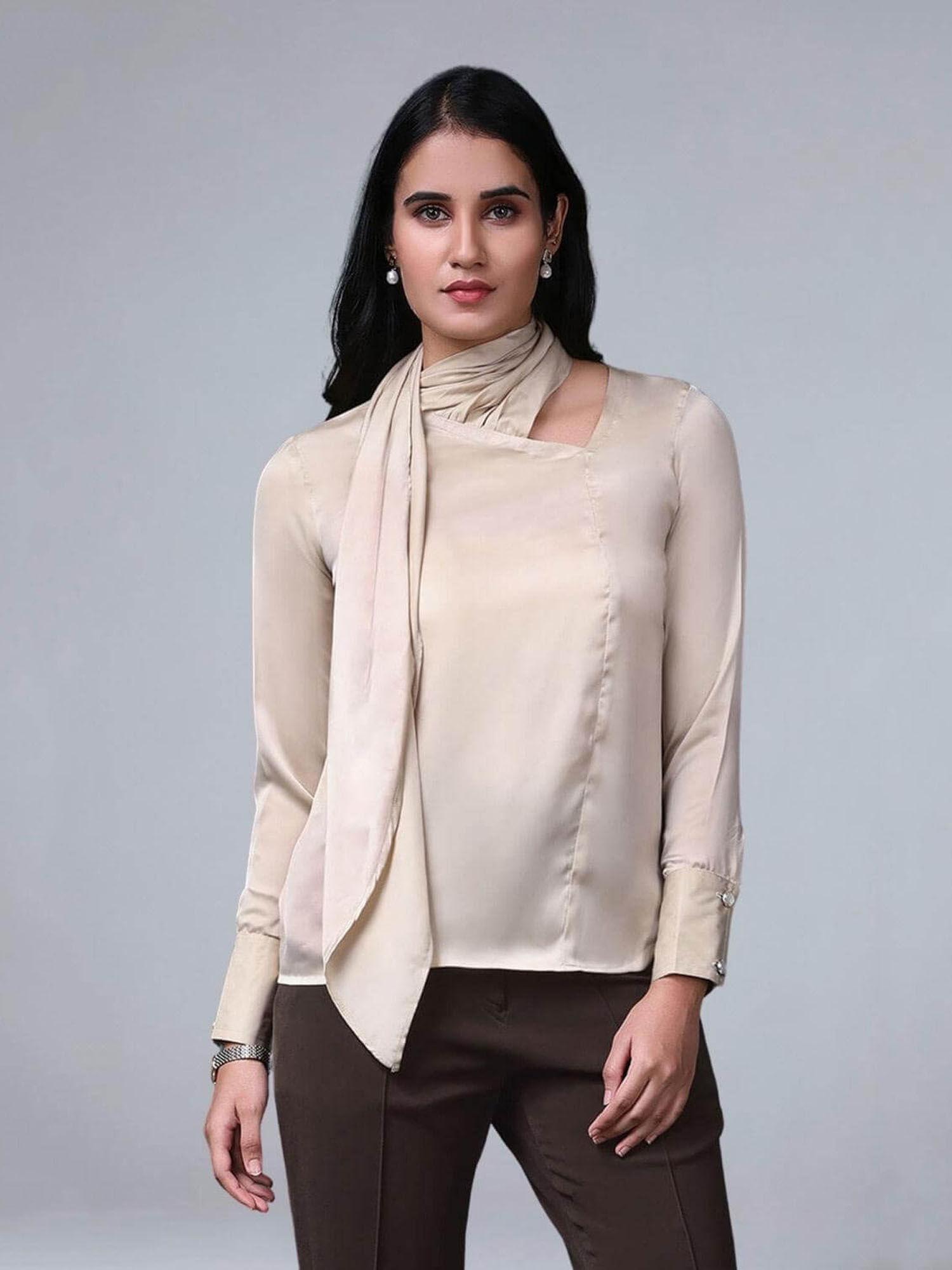 women cream diva drape top