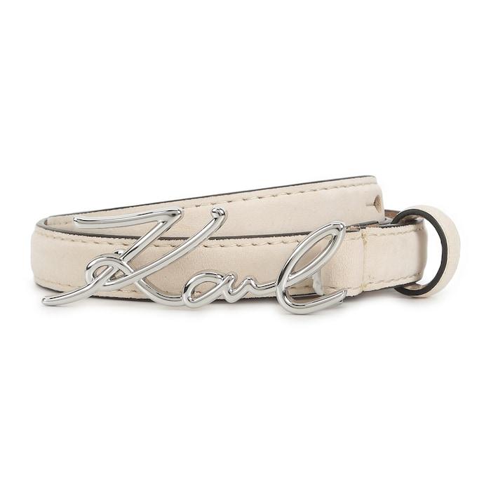 women cream karl signature buckle belt