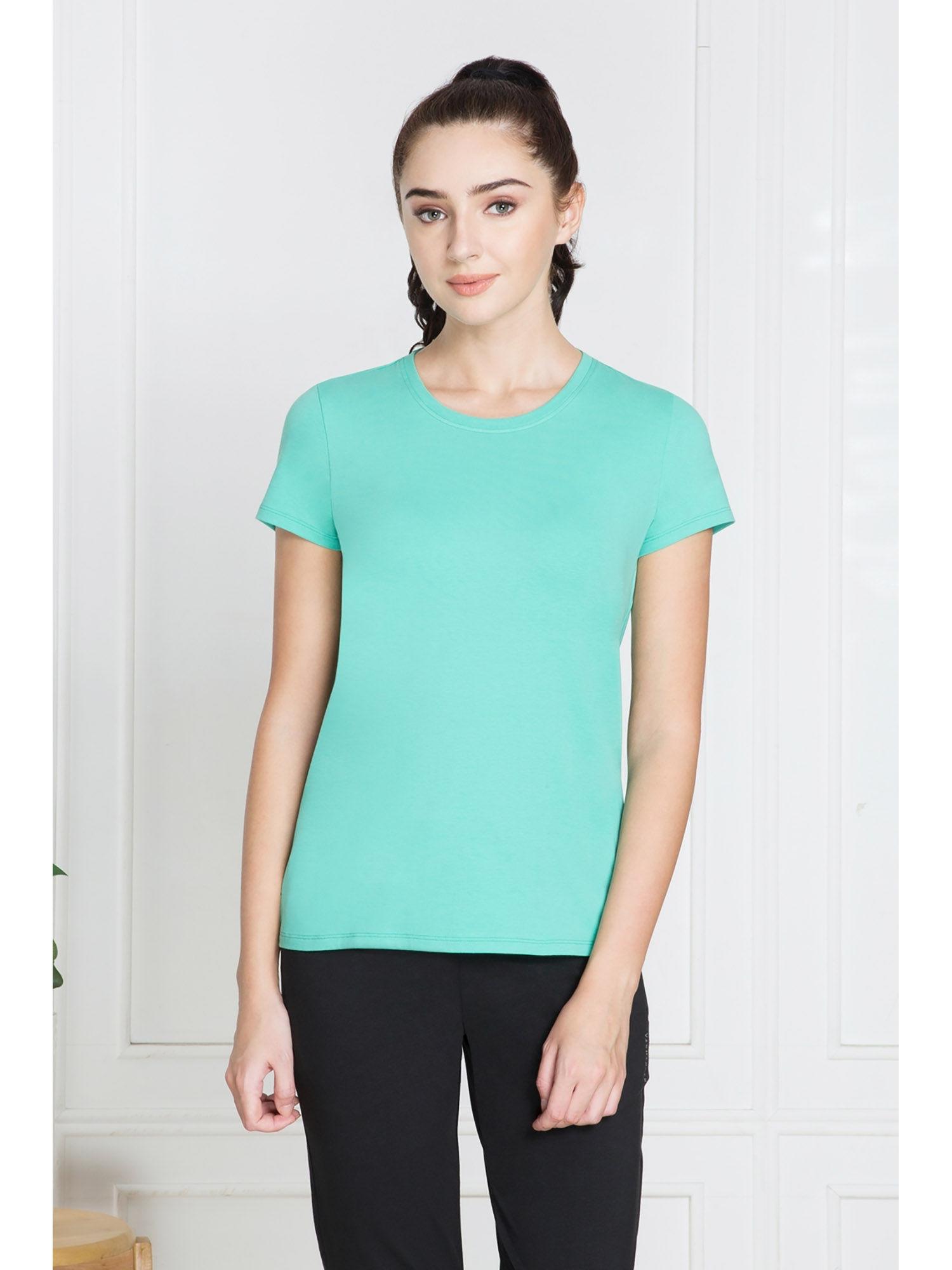 women crew neck & short sleeve lounge t-shirt - green