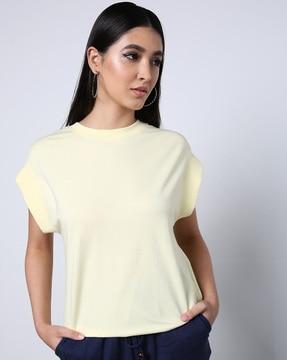 women crew-neck t-shirt with batwing sleeves