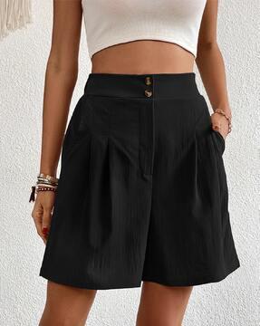 women crinkled high-rise shorts with insert pockets