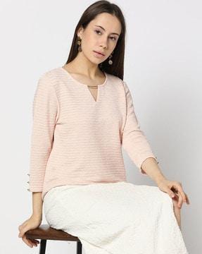 women crinkled regular fit sweatshirt