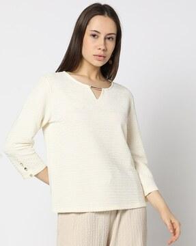 women crinkled regular fit sweatshirt