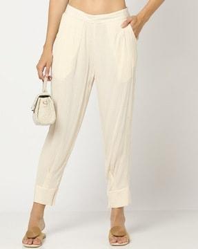 women crinkled relaxed fit pants