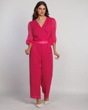 women crinkled straight fit palazzos