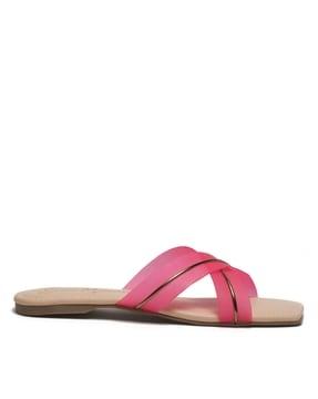 women criss-cross open-toe flat sandals