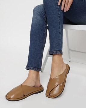 women criss-cross slides with cutouts