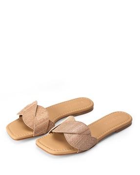 women criss-cross slip-on flat sandals