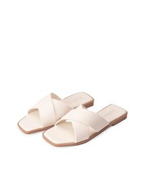 women criss-cross slip-on flat sandals