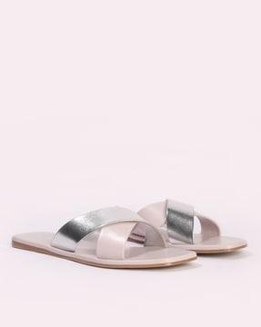 women criss-cross slip-on sandals