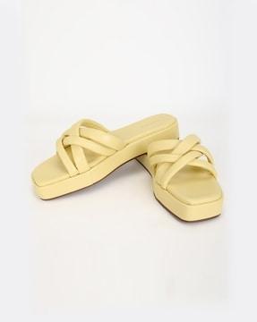 women criss-cross slip-on sandals