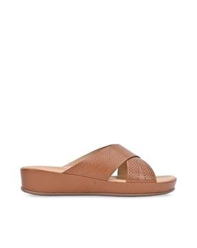 women criss-cross slip-on sandals