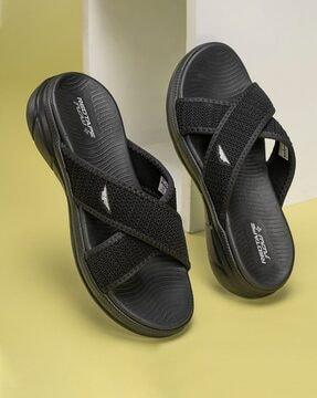 women criss-cross strap slip-on slides